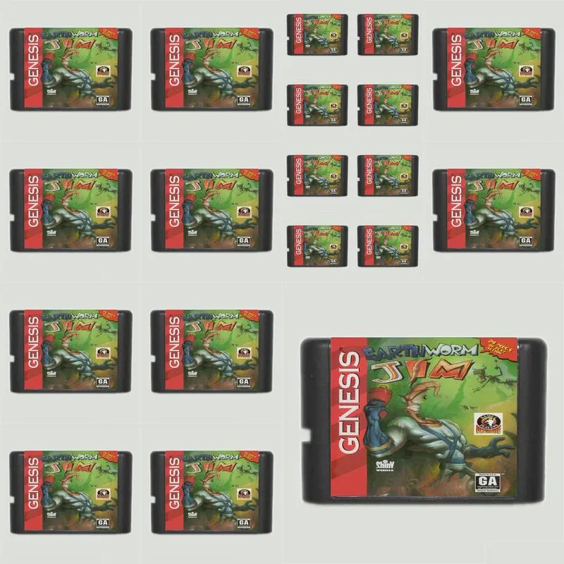 Cards EarthWorm Jim Region Free 16Bit MD Game Card For Sega  For Genesis