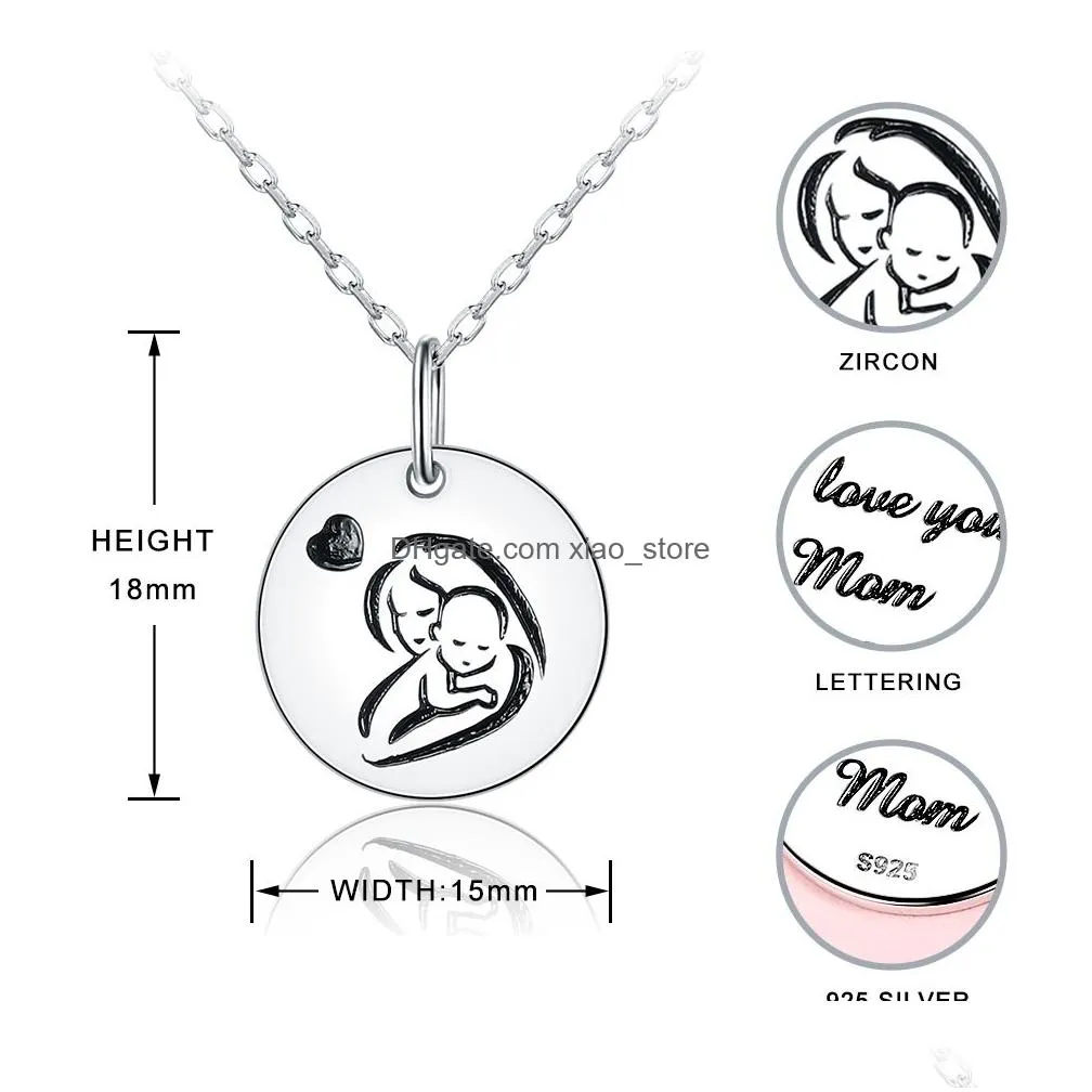  925 sterling silver mother and child love pendant necklace jewelry gift to grandmother mom daughter son wife q0531