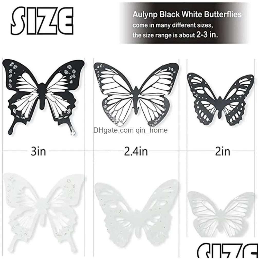 36 pcs 3d colorful crystal butterfly wall stickers with adhesive art decal satin paper butterflies baby kids bedroom home decor