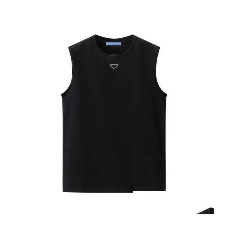 Designer High-quality Men`s T-Shirts Sleeveless Vest Fashion Pure Cotton Fitness Running Sports Summer Loose Vest