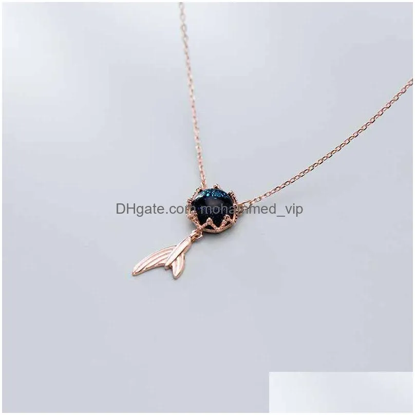 fashion marine life cute mermaid tail sterling silver 925 pendant necklace for women luxury wedding original fine jewelry