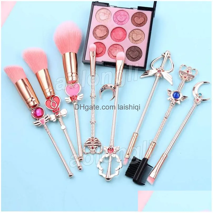 8pcs makeup brushes set sailor moon magical sakura cute brush cosmetic face powder foundation blending blush concealer brushes