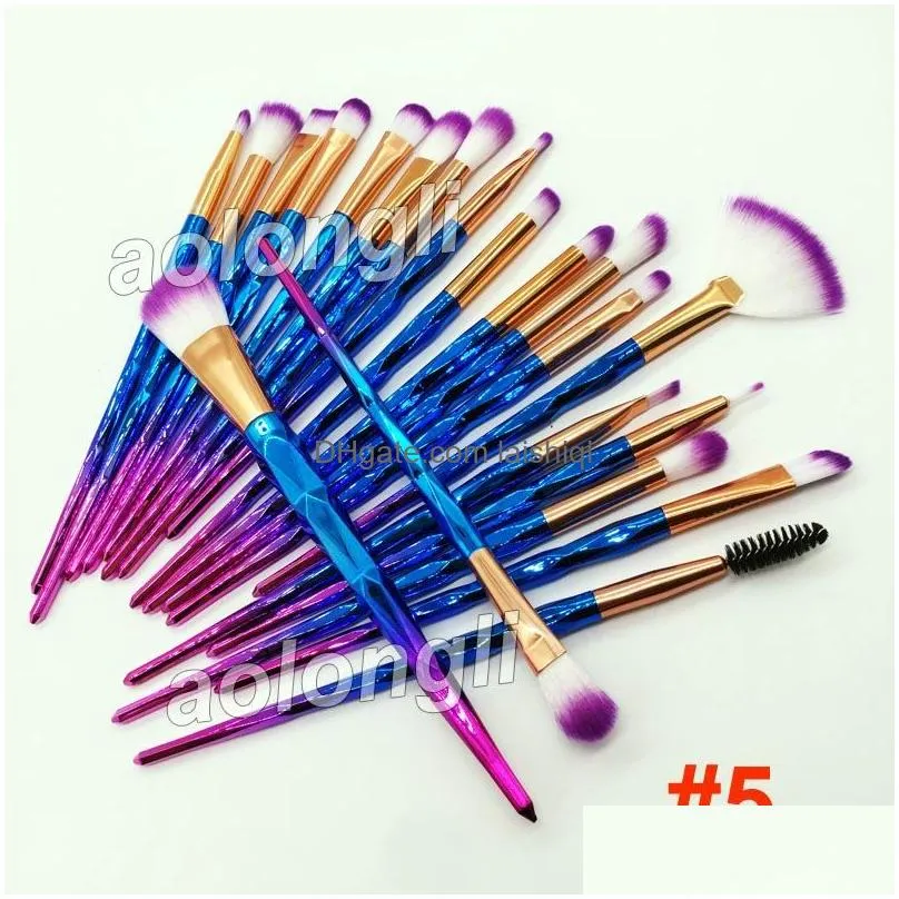 diamond makeup brushes 20pcs set powder brush kits face and eye brush puff batch colorful brushes foundation brushes beauty cosmetics