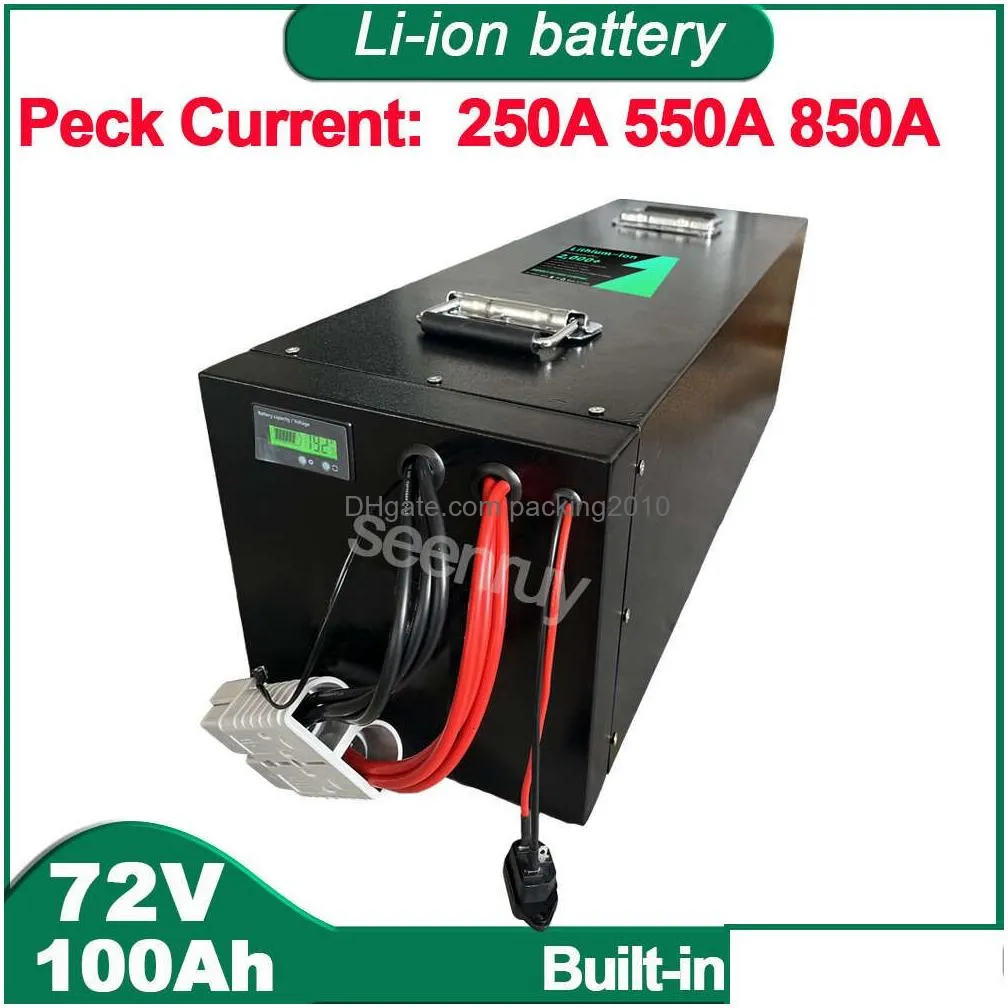 Batteries 72V 100Ah Li Ion With  Built-In 220A 340A Bms Lithium Polymer Battery Pack For Bike Tricycle Scooter Motorcycle Drop Dhsth