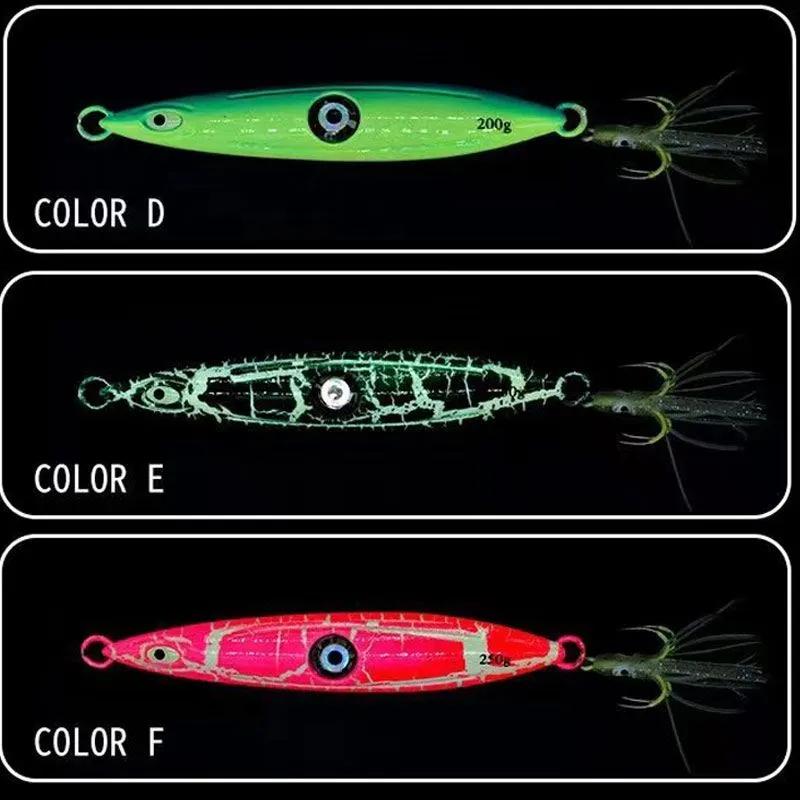 Glow-in-the-dark iron plate sea fishing boat fishing knife bait glow-in-the-dark with light keel reinforced flash Glow-in-the-dark (bare board +with squid four book