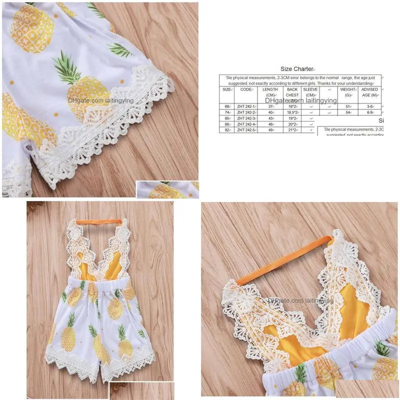 girl pineapple print sleeveless off back jumpsuits baby summer lace jump suit kids clothes one piece zht 2426047063