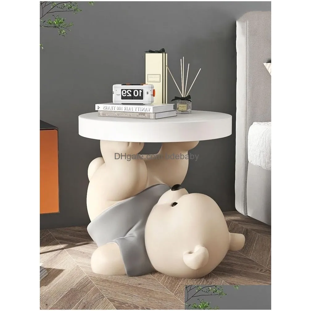 Living Room Furniture Unique And Stylish Vigorous Bear Statue Side Table - Perfect Addition To Your Decor Nordic Animal Coffee Sofa Co Dhcdi