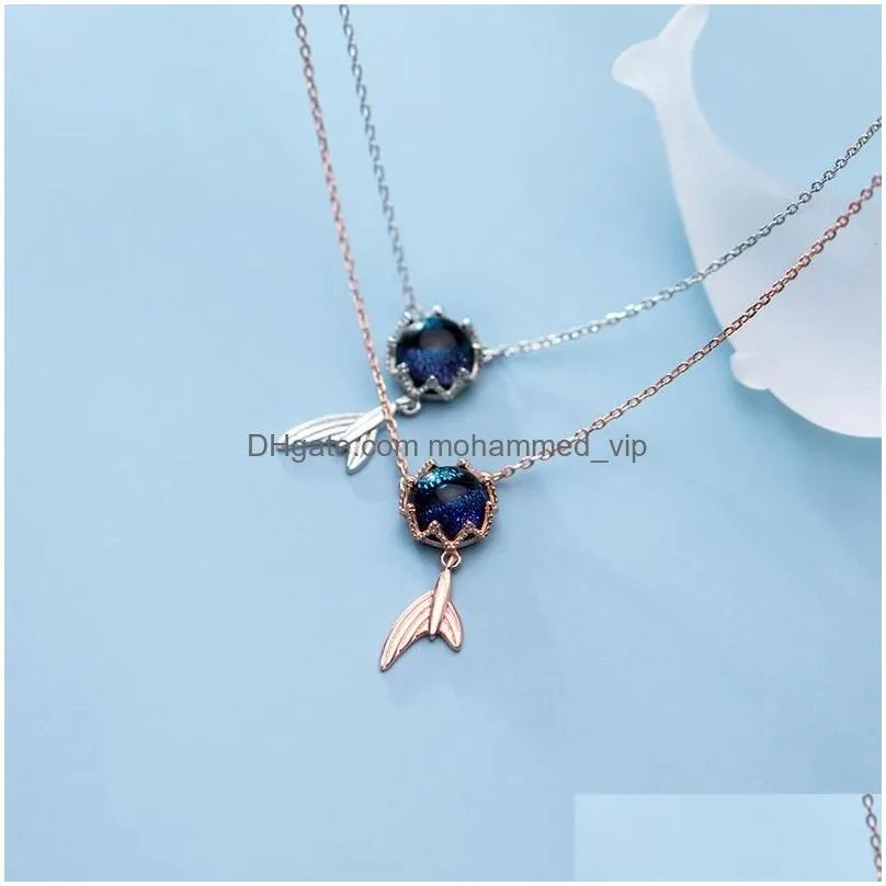 fashion marine life cute mermaid tail sterling silver 925 pendant necklace for women luxury wedding original fine jewelry