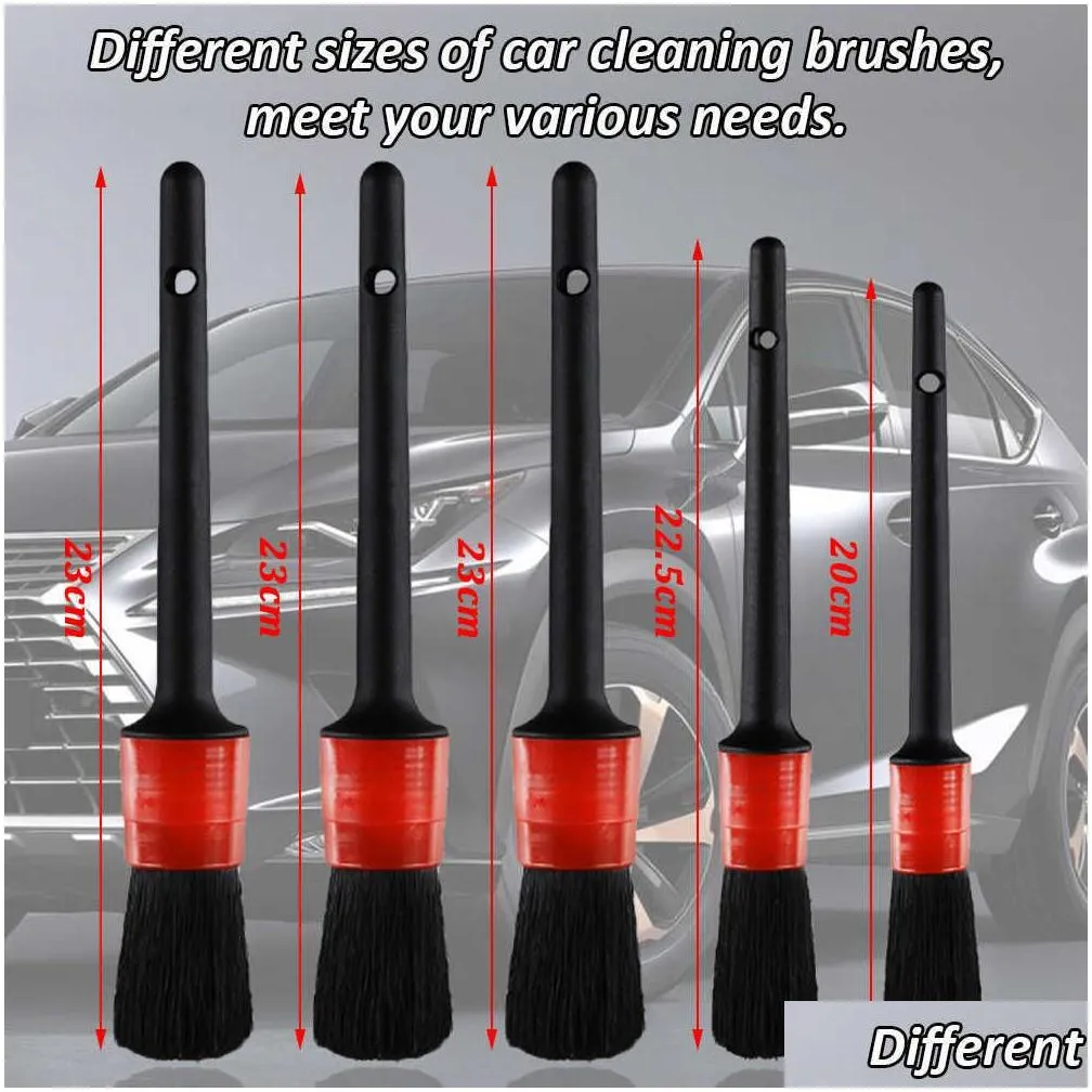 New Detail Brush Car Cleaning Brush Detailing Brush Set Dirt Dust Clean Brushes For Car Interior Exterior Leather Air Vents Cleaning