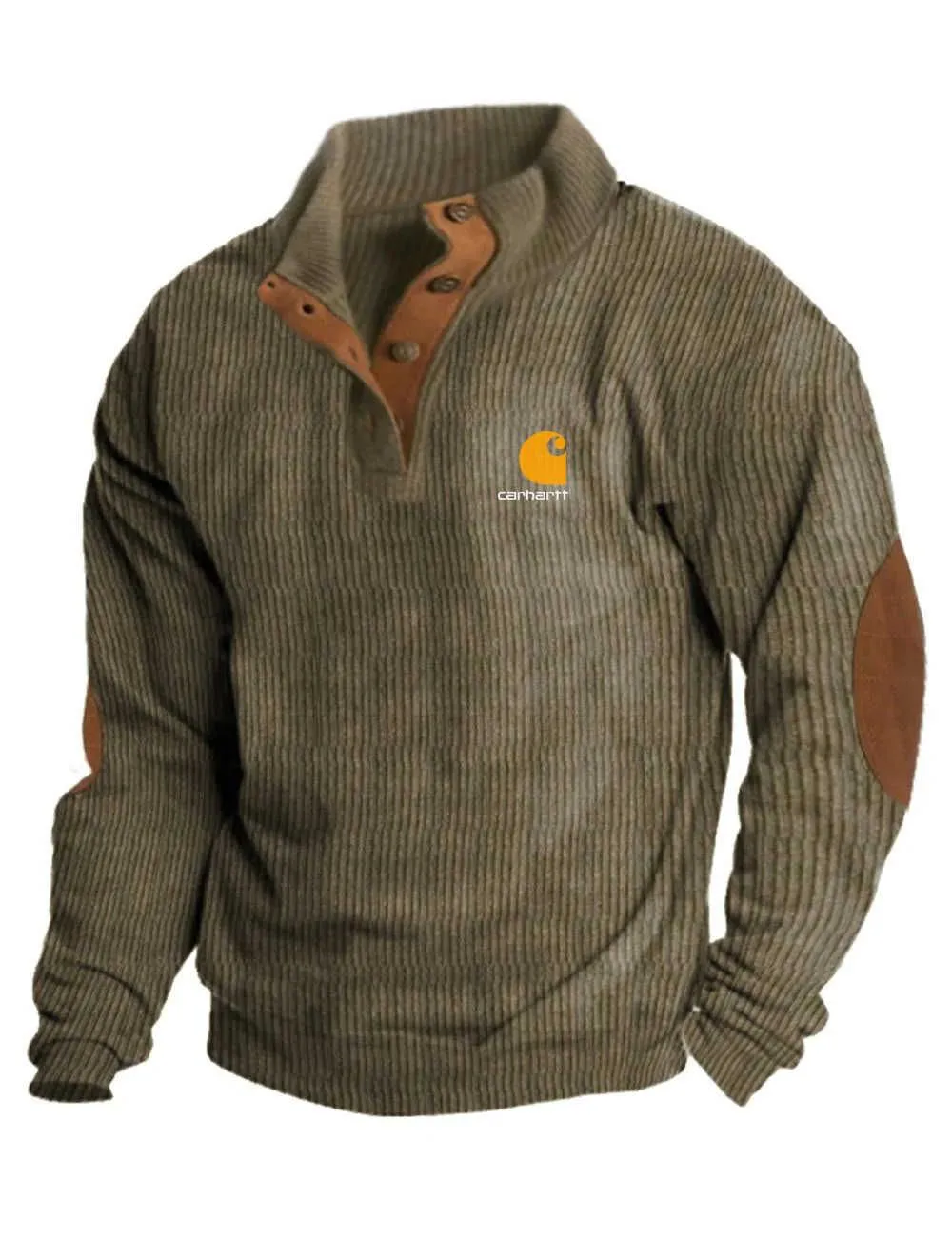Men`s Hoodies Sweatshirts Men`s Hoodie Corduroy Pullover Henry Men`s Casual Long-sleeved T-shirt T240226