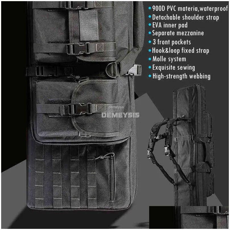 tactical double rifle gun case army airsoft combat padded s gun storage backpack pistol and magazine storage 95cm / 116cm y1227