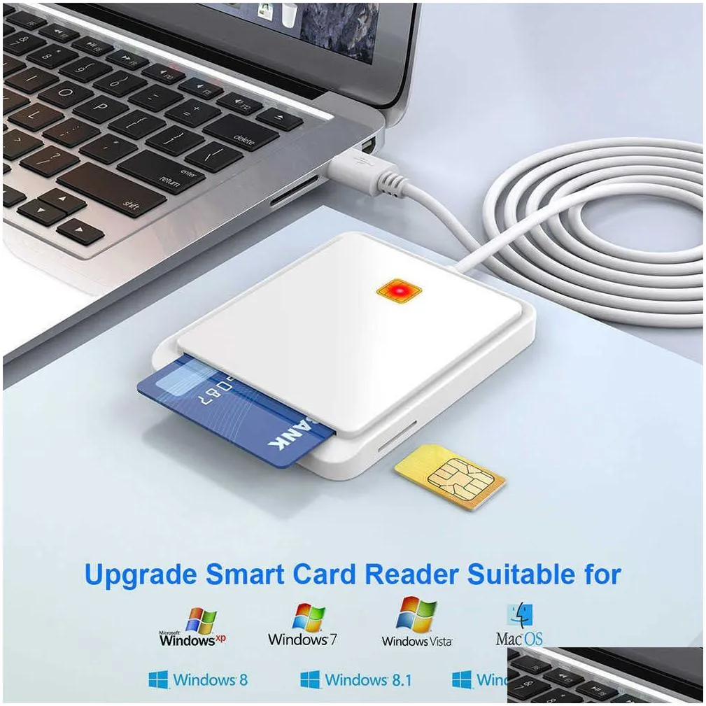 USB SIM Smart Card Reader Memory for ID Bank SIM CAC ID Card Cloner Connector Adapter for Windows XP Windows 7/8/8.1/10