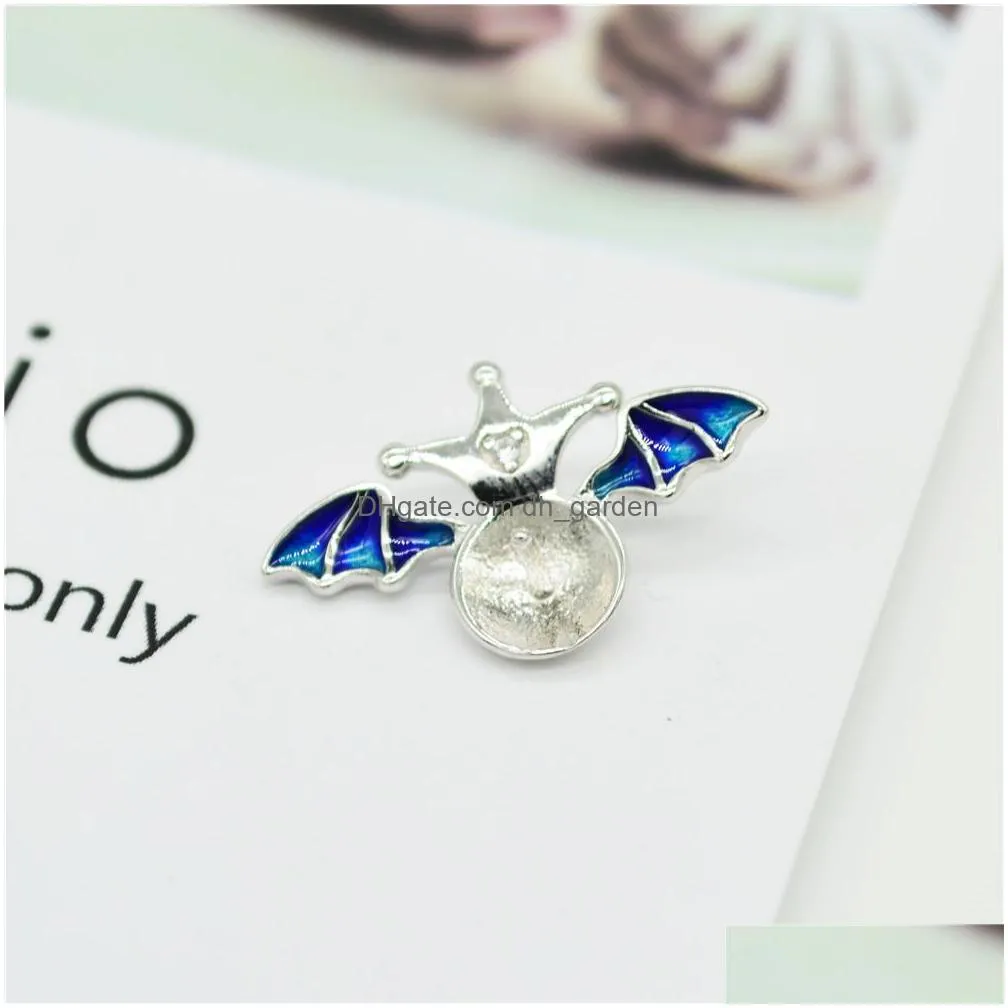 Jewelry Settings S925 Sier Pearl Pendant Mounts Necklace Accessories Diy Enamel Bat Drop Delivery Dhb24