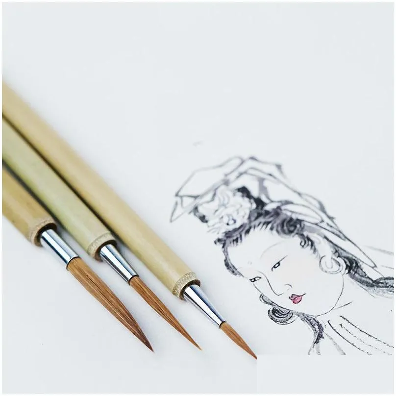 Painting Supplies Line Drawing Brushes Chinese Weasel Hair Brush Chinese Calligraphy Small Regular Script Brush Pen Meticulous Drawing Stationery