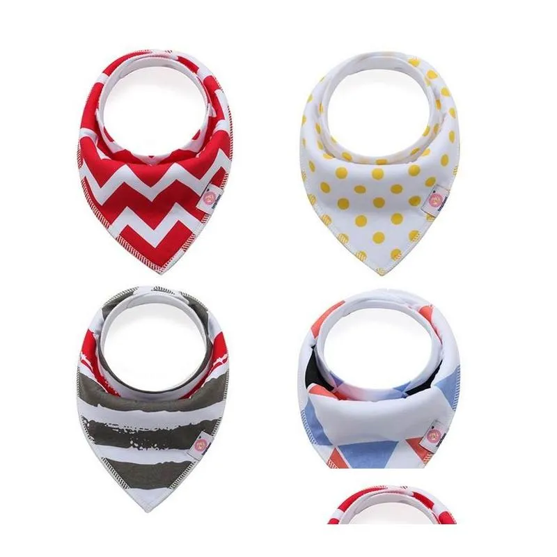 European and American baby saliva towel cotton bib 4 pieces new ins explosion baby bib double triangle Free shipping