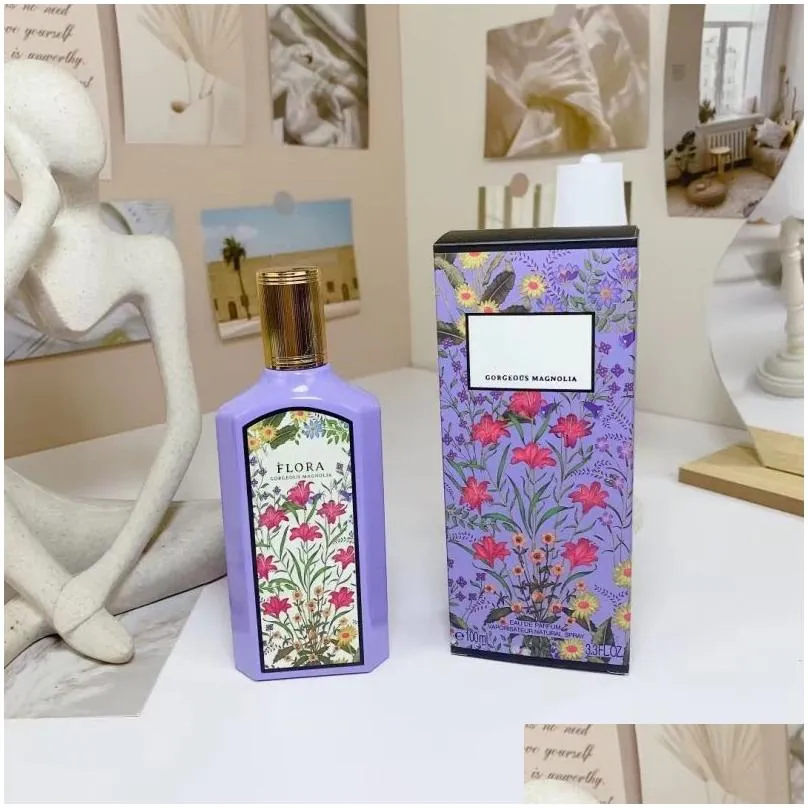 Luxuries designer Flora Perfume 100ml Women Perfumes Eau De Parfum 3.3fl.oz Long Lasting Smell Blossom Lady Spray Fragrance Cologne Top Version