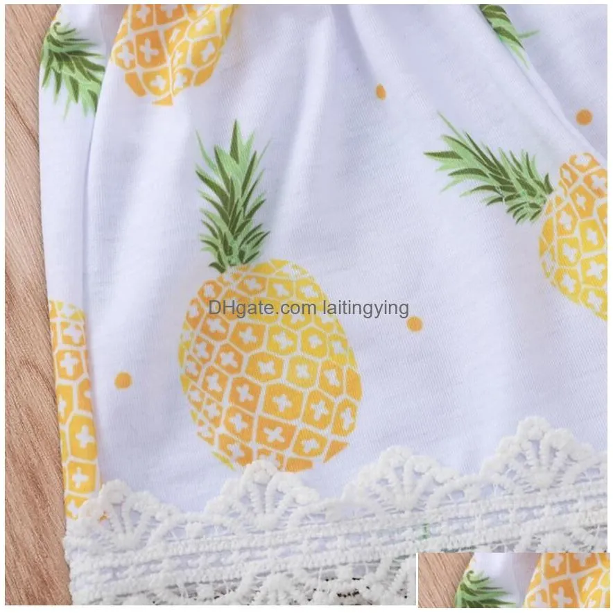 girl pineapple print sleeveless off back jumpsuits baby summer lace jump suit kids clothes one piece zht 2426047063