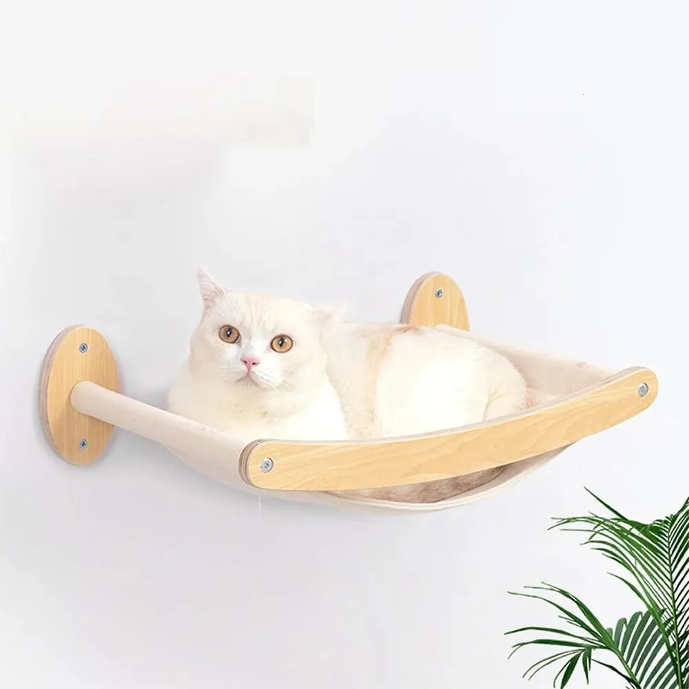Cat Furniture Scratchers Cat Climbing Stair Shelf Wall Mounted Hammock Scratching Post Reversible Stairway Shelves With Sisal Rope Ladder Wall Furniture