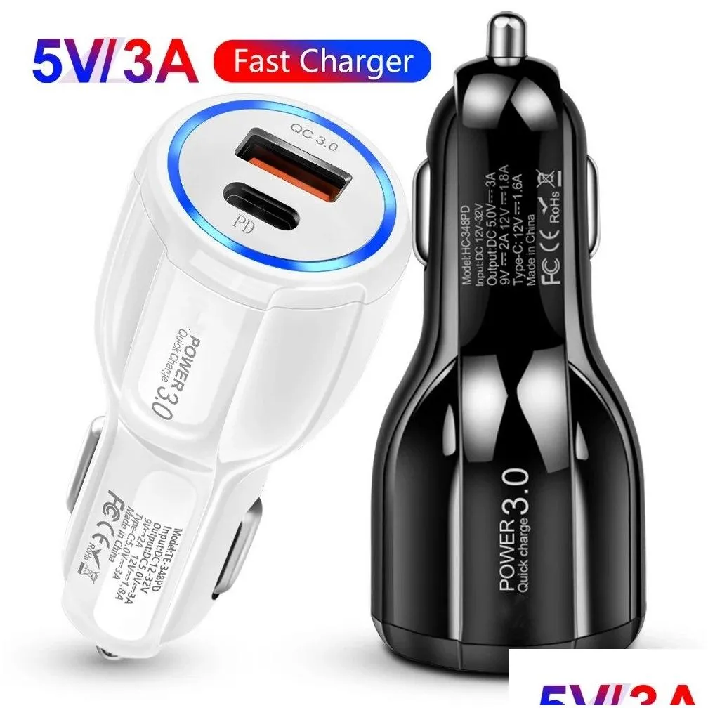 32W Fast Quick Charging PD USB-C QC3.0 Type C Car  Auto Power Adapters For Ipad Iphone 12 13 14 Pro Max Samsung Lg chargers