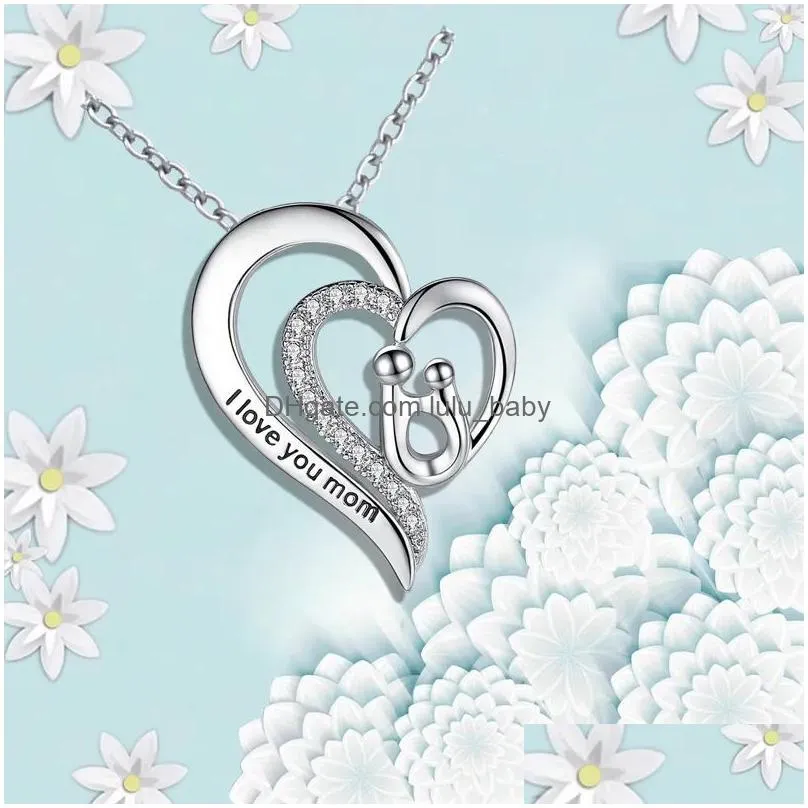 exquisite fashion heart pendant necklace for women charm love mom colorful zircon jewelry classic mothers day gift