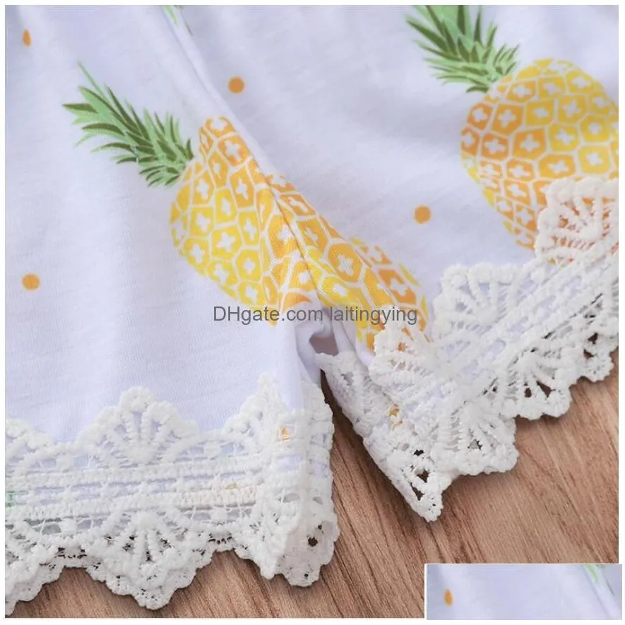 girl pineapple print sleeveless off back jumpsuits baby summer lace jump suit kids clothes one piece zht 2426047063
