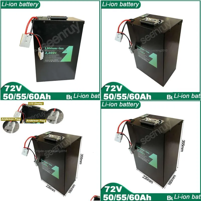 Batteries 72V 50Ah 55Ah 60Ah Li Ion With  Lithium Polymer Battery Perfect For Bike Bicycle E-Bike Motorcycle Electric Scooter D Dhel0