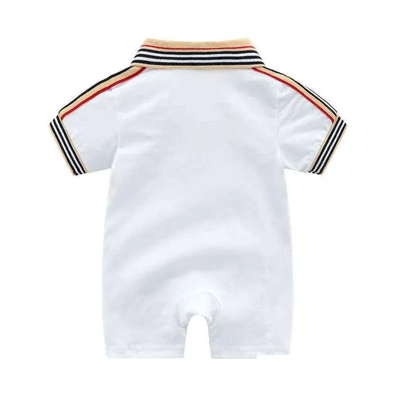 Newborn Baby Romper Designer Clothes Summer Toddler Girl Boy Short Sleeve Baby Polo Shirt Cotton Jumpsuit Stripe Infant Rompers