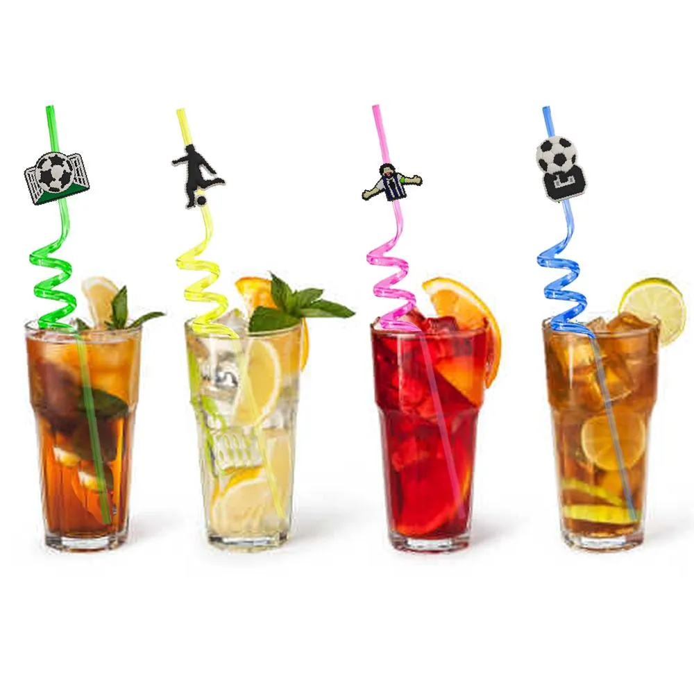 football themed crazy cartoon straws plastic drinking for  party supplies christmas favors kids pool birthday reusable straw