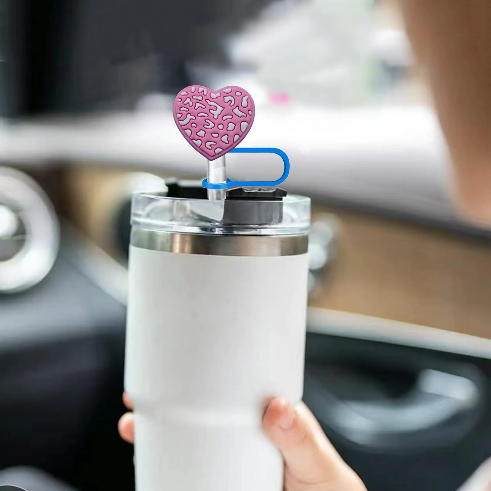 spotted love straw cover for  cups protectors soft silicone 10mm straws 8mm cap cup 30 oz 40 reusable dust-proof topper compatible with simple modern and tumbler