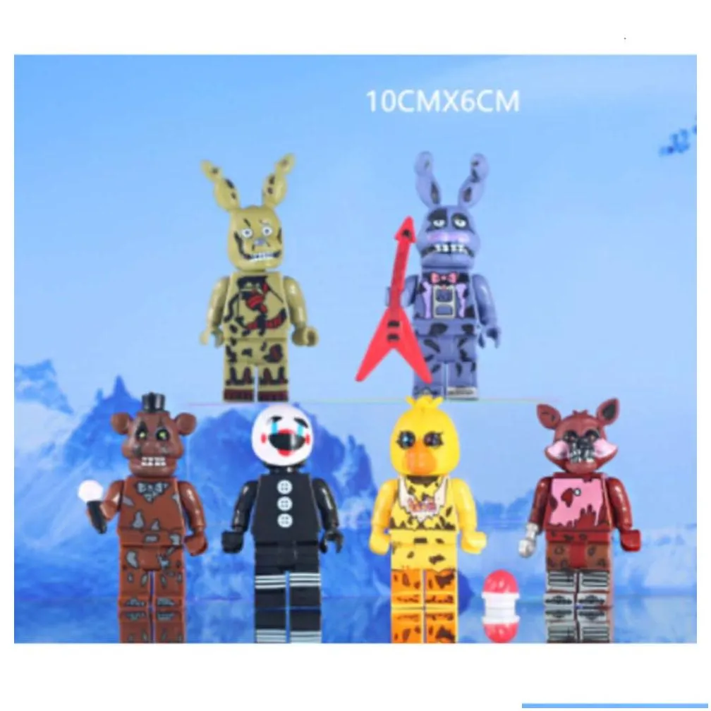6Pcs/lot Educational Building Blocks Toys Five Nights At Freddy`s Minifigs Block Mini Figures Set