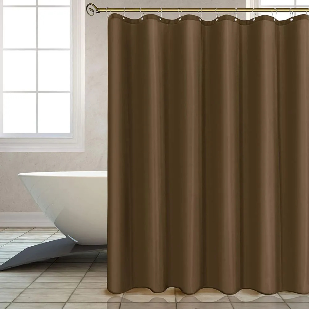 Shower Curtains Heavy Duty Solid Shower Curtain Fabric Waterproof Bathroom Curtain Long Stall Size 230CM Black White Grey Brown Blue Color