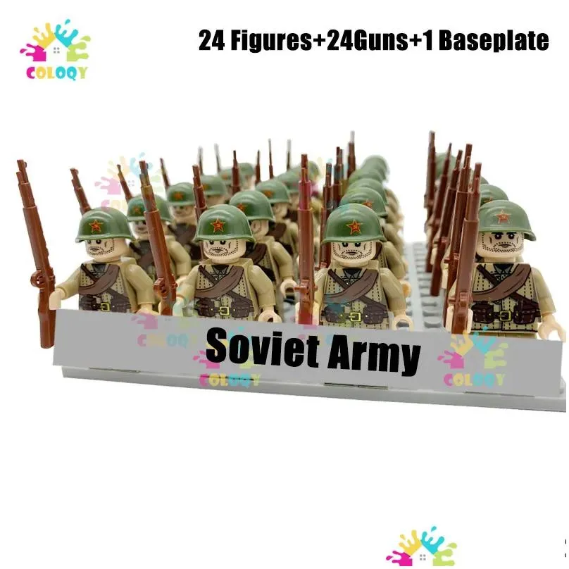 Blocks Kids Toys WW2 Soldiers Building Blocks Nation Army Mini Action Figures Military Bricks Educational Toys For Boys Christmas Gifts