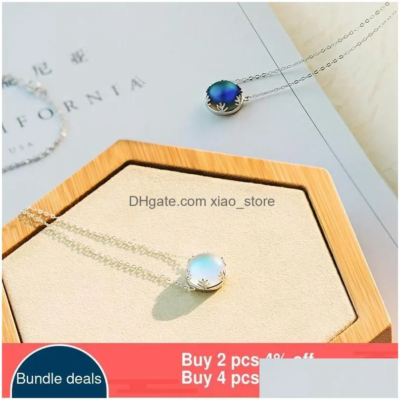 thaya 55cm aurora pendant necklace halo crystal gemstone s925 silver scale light necklace for women elegant jewelry gift q0531