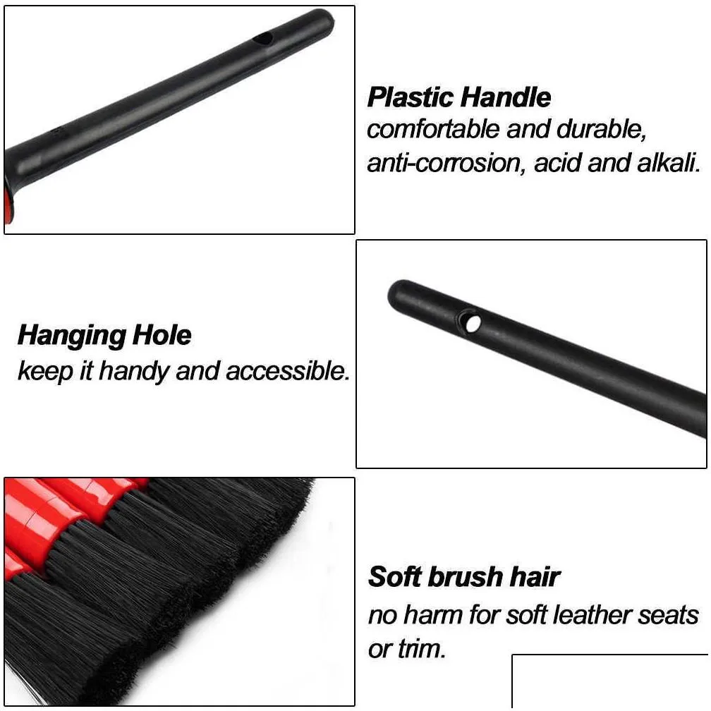 New Detail Brush Car Cleaning Brush Detailing Brush Set Dirt Dust Clean Brushes For Car Interior Exterior Leather Air Vents Cleaning