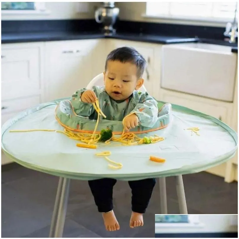 Round Baby Eating Table Mat Infant Feeding Cover for High Chair Learn To Eat Autonomously Waterproof 231225