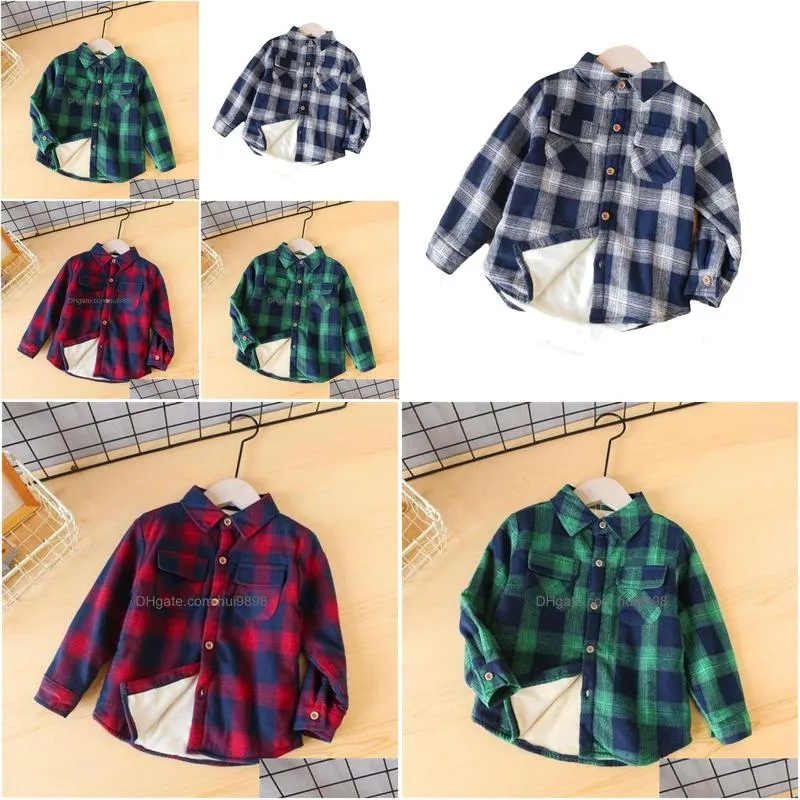 Kids Shirts Children Cotton Shirt Winter Baby Clothes Boys Thicken Blouses Veet Tops Toddler Sports Costume Infant Fashion Clothing Dhmg0