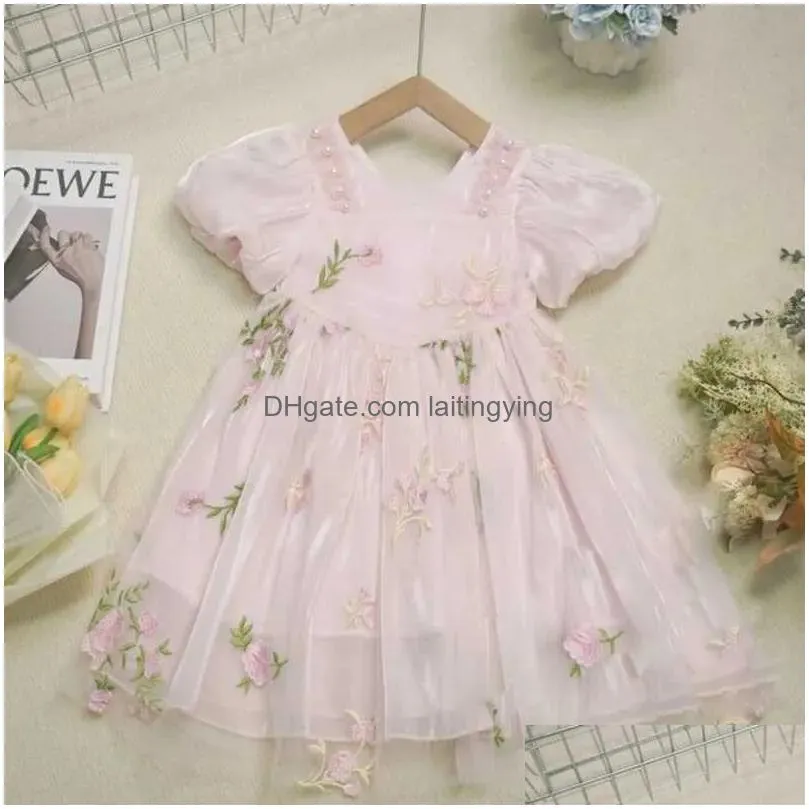 girls dresses girls summer butterfly print dress hanfu childrens princess dress 5-10 age baby gir casual wearl2404