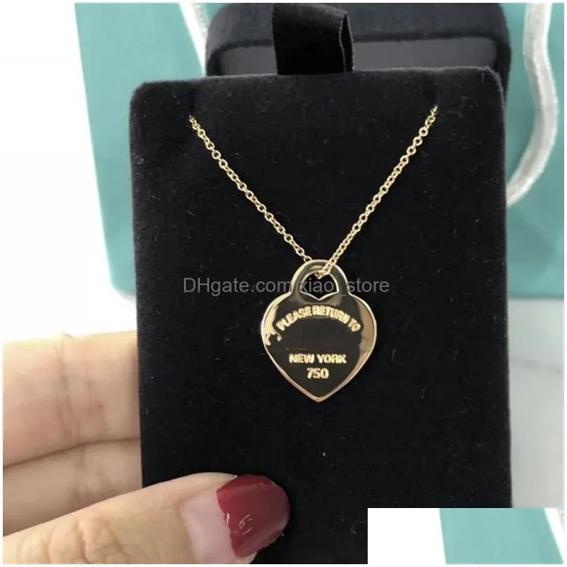 100% 925 sterling silver necklace fashionable high-quality enamel splash heart-shaped necklace jewelry gift original 11 q0531