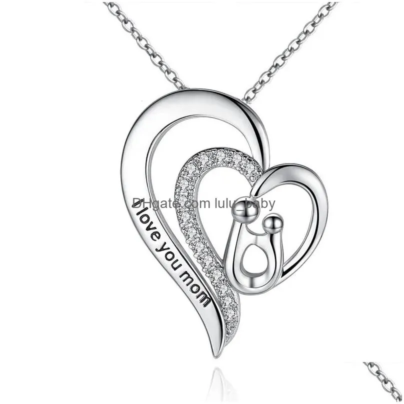 exquisite fashion heart pendant necklace for women charm love mom colorful zircon jewelry classic mothers day gift