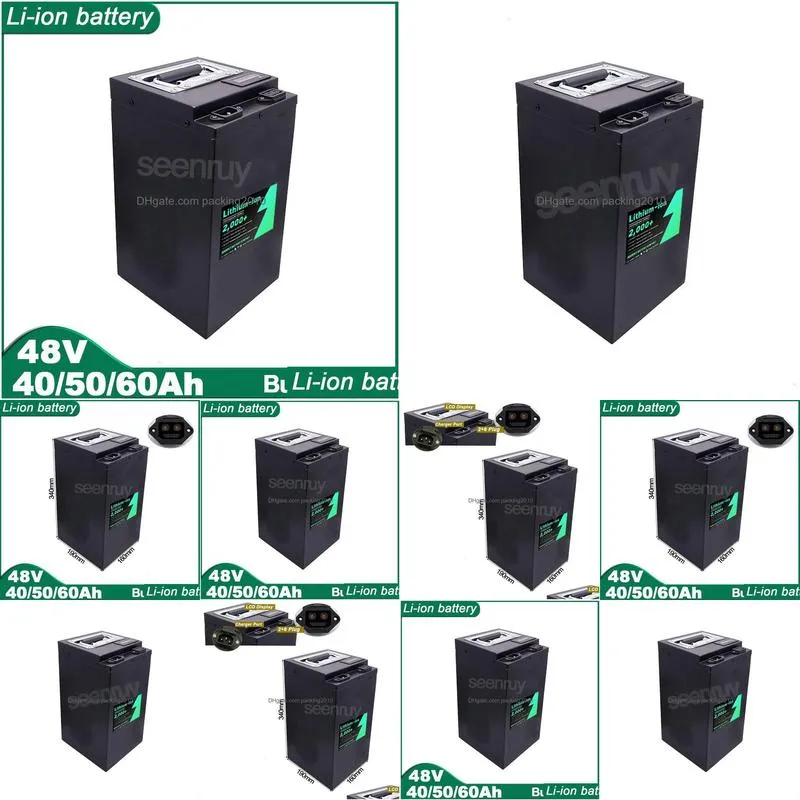 Batteries 48V 40Ah 50Ah 60Ah Li Ion With  2Add6 Plug Lithium Polymer Battery Pack Perfect For 3300W E-Bike Bicycle Motorcycle S Dh3Tr