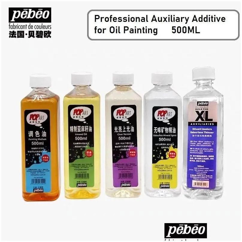 Supplies Pebeo 500ML Oil Paint Thinner Colorless And Odorless Oil Paint Medium Art Supplies Painting Tools Oil Paint Additive Drawing