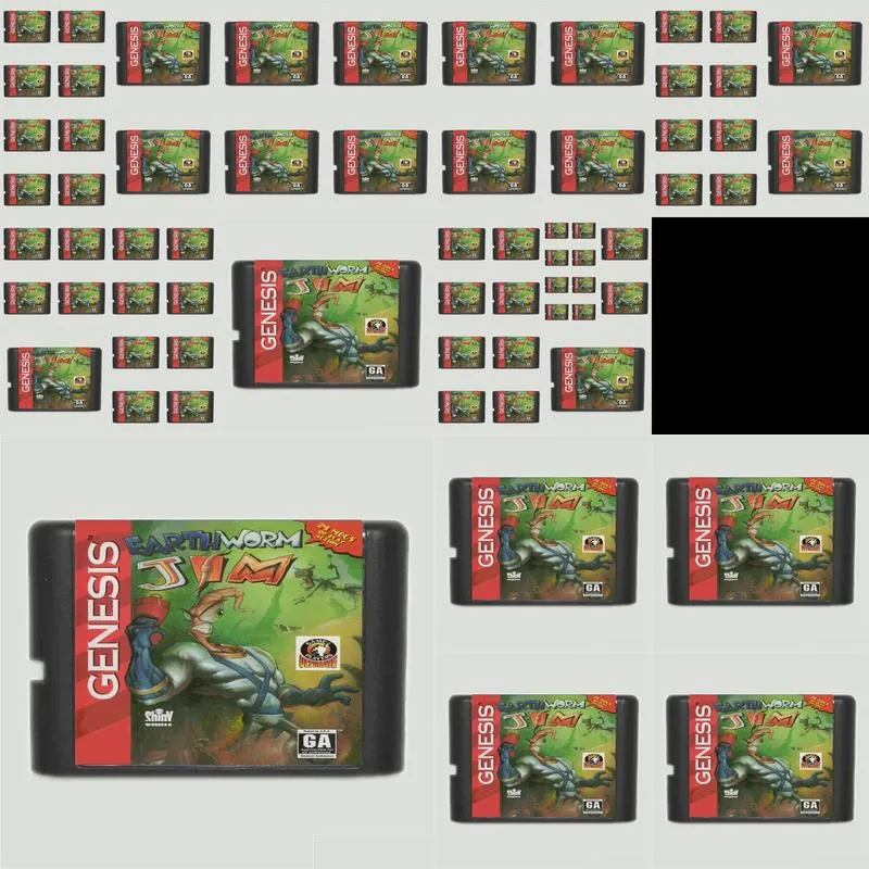 Cards EarthWorm Jim Region Free 16Bit MD Game Card For Sega  For Genesis