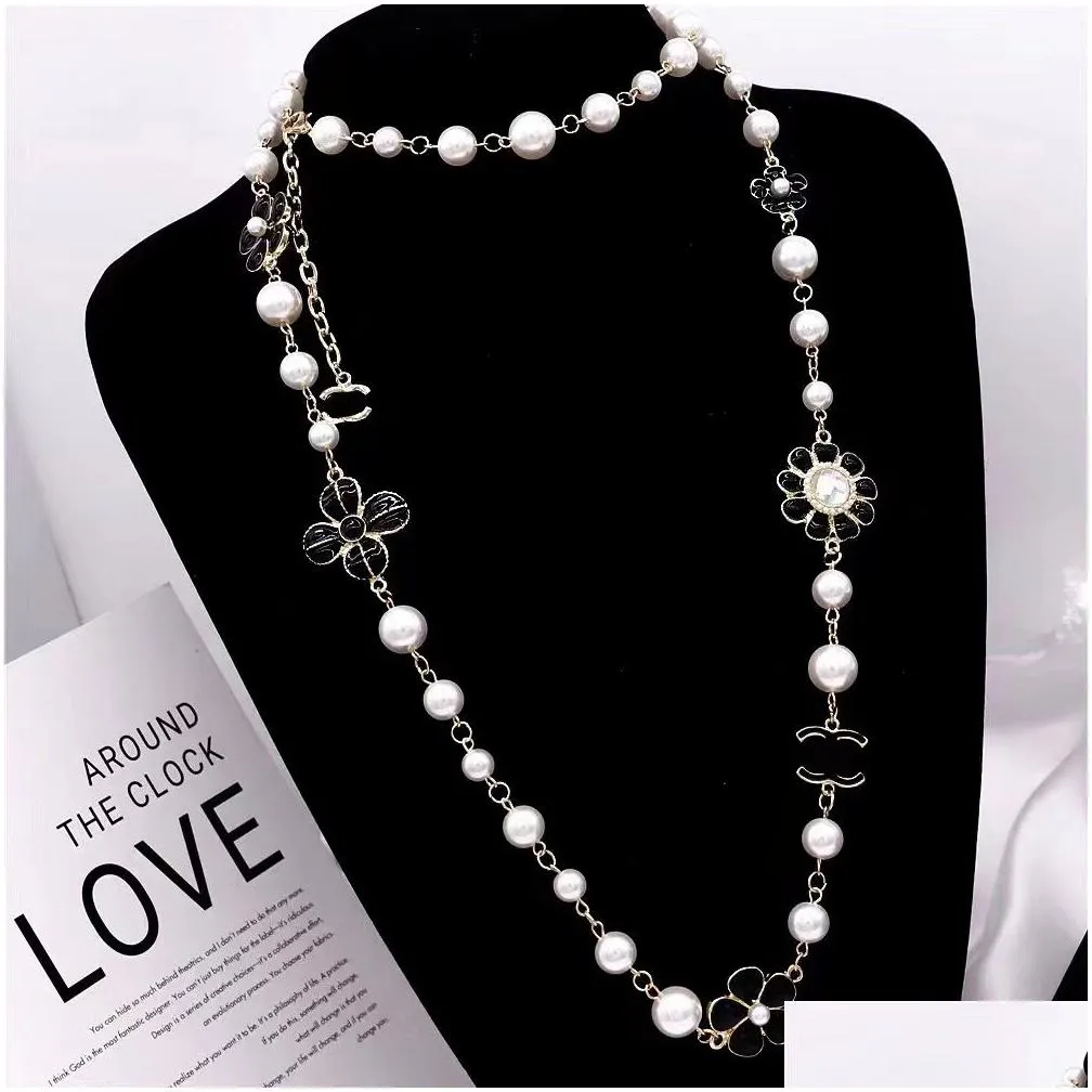 20 Style High-end Pendant Necklaces Women Necklace 18K Gold Plated Silver Titanium steel Chain Designer Brand Letter Crystal Pearl Wedding Jewelry