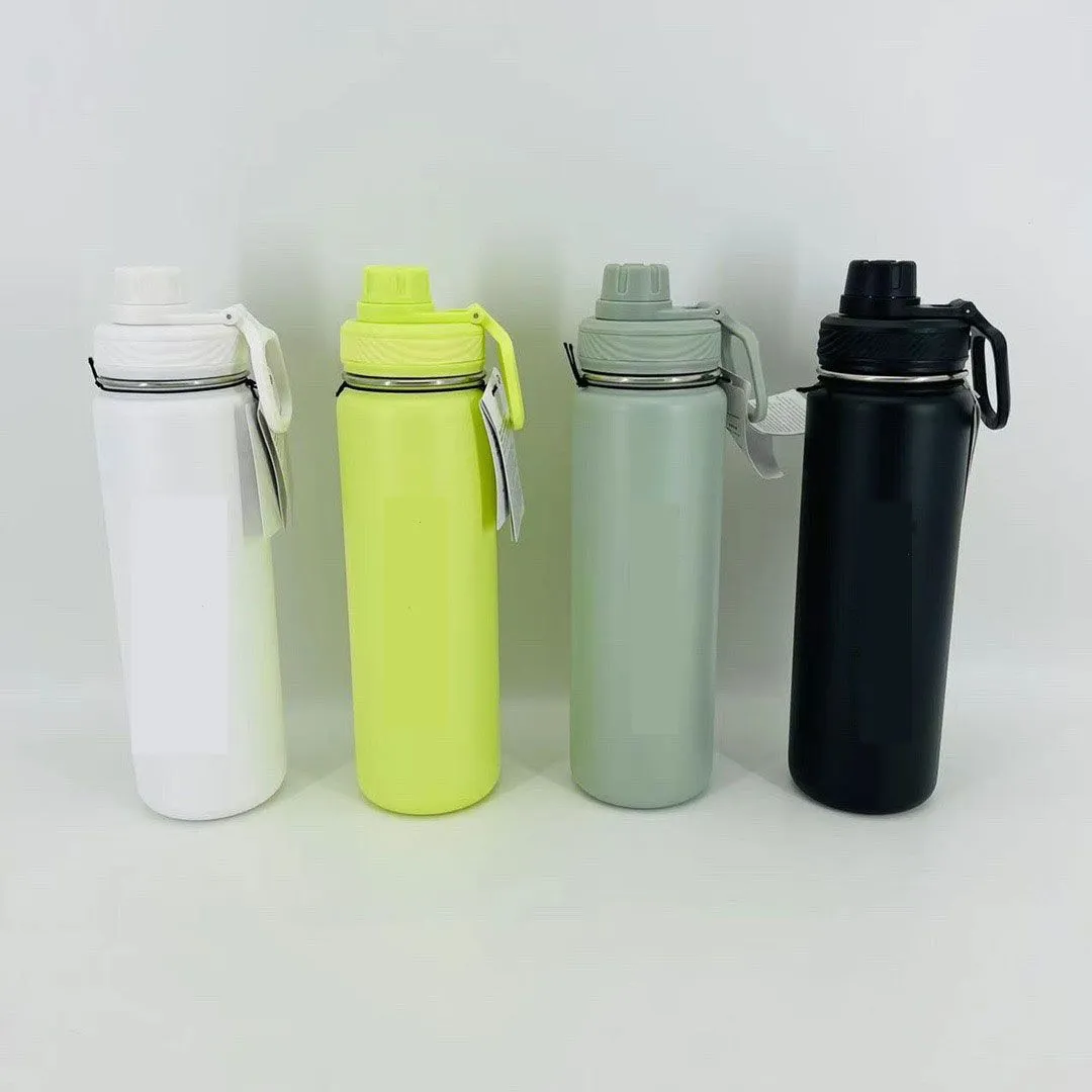 Stainless Steel Yoga Sports Fitness Water Bottles Simple Pure Color Insulated Tumbler Mug Cups with Lid Thermal Insulation Gift Cup