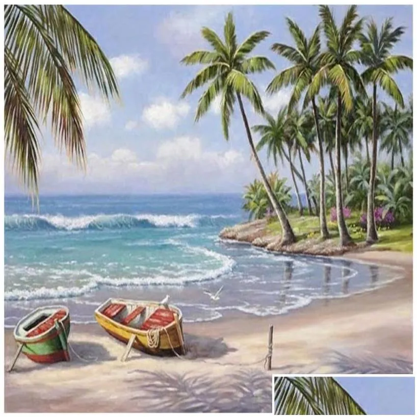 DIY Painting By Numbers Kits Paint Adult Hand Painted Oil PaintBeach coconut tree 16 x20 304g8396928