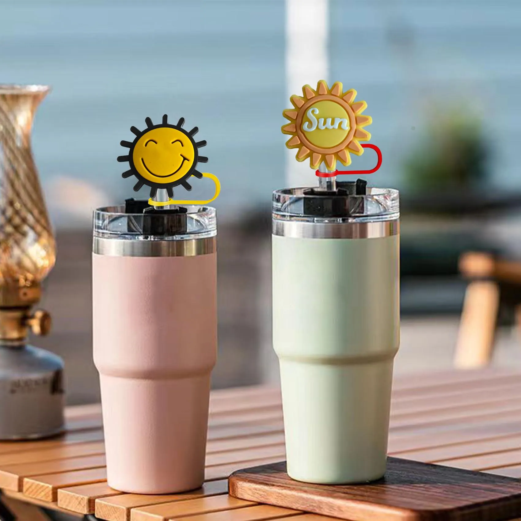 sun straw cover for  cups reusable silicone covers tumbler accessories topper compatible with lid and drinking tip fit