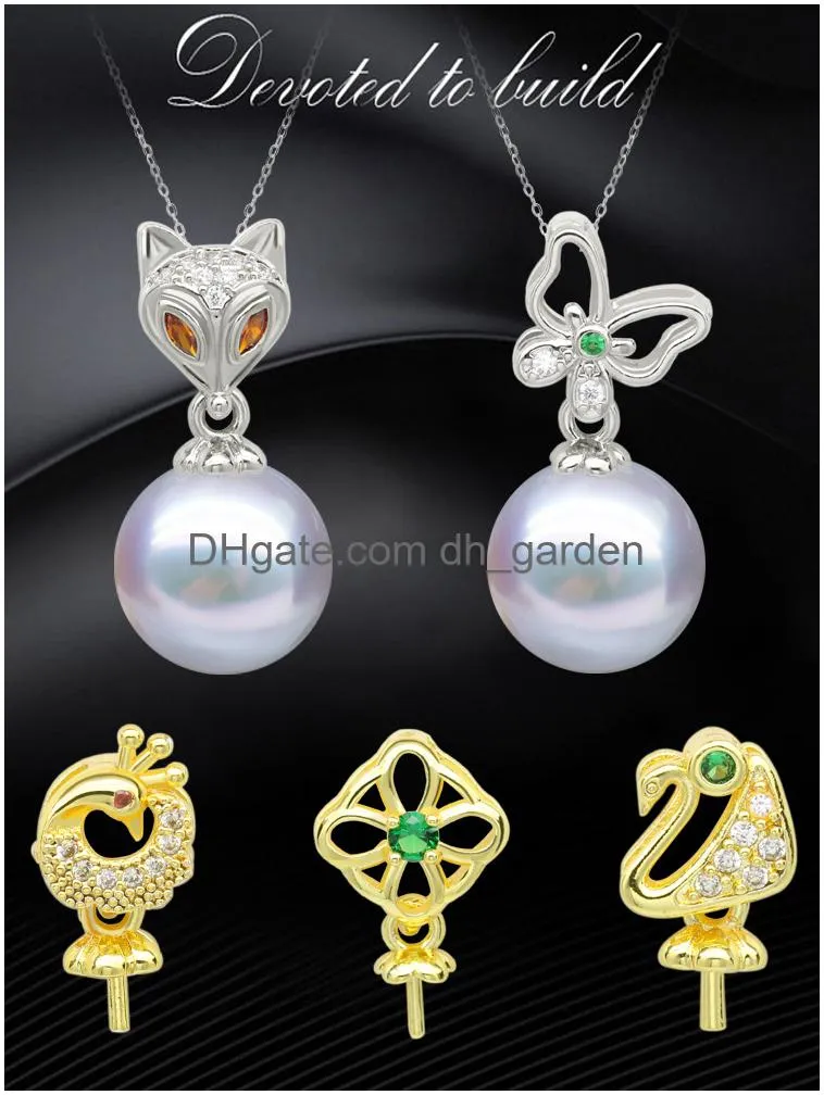 Jewelry Settings S925 Sier Pearl Pendant Mounts Necklace Accessories Diy Enamel Bat Drop Deliver Delivery Dhgarden Dhq2G
