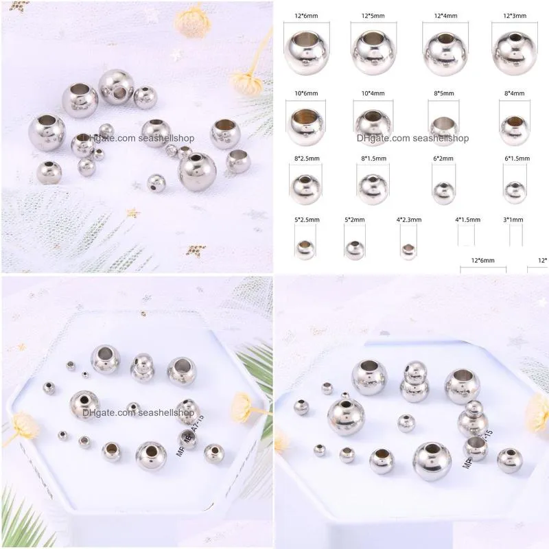100 pieces 304 stainless steel through-hole steel balls with multiple specifications solid loose beads with holes string beads and round beads jewelry