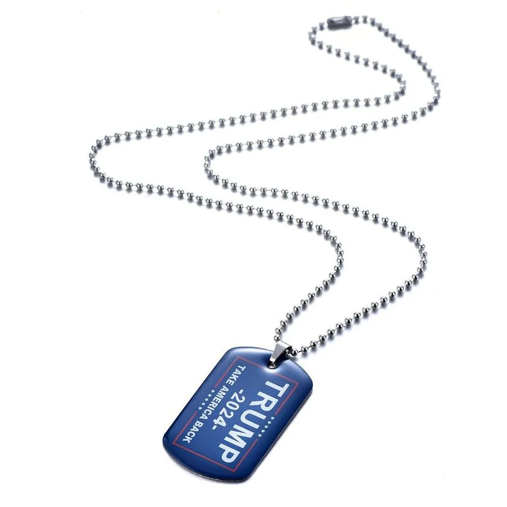 2024 trump necklace party favor us president election flag pendant stainless steel tags ill be back keyring save america again