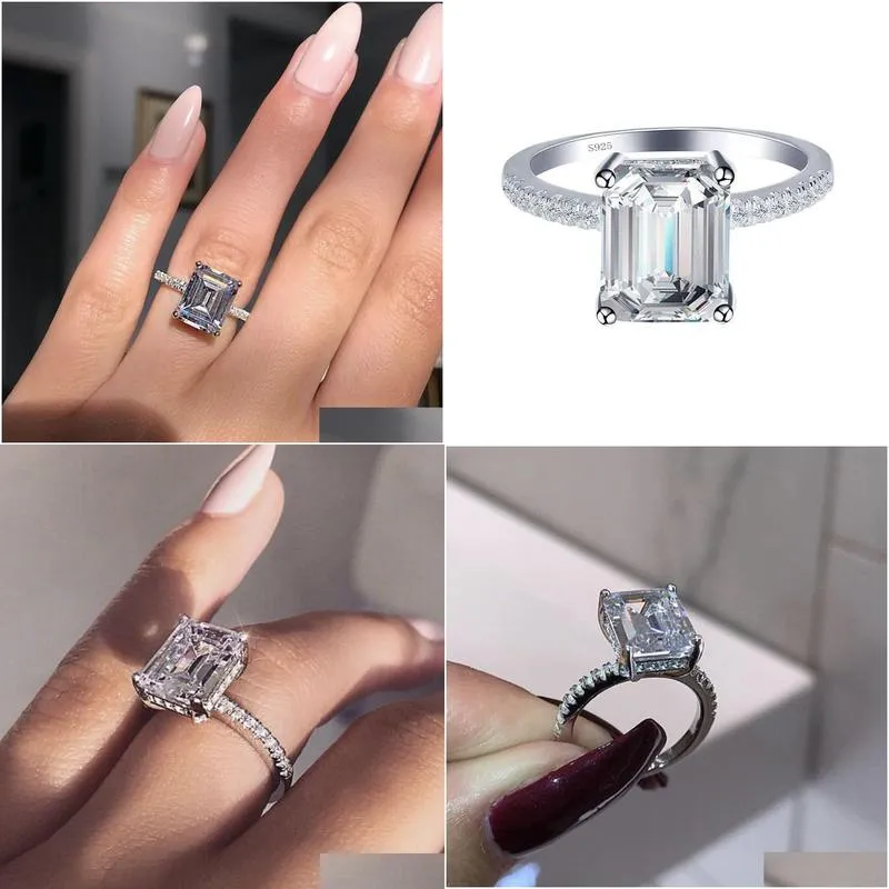 Vecalon Elegant Promise ring 925 Sterling silver Statement Party Ring Diamond Wedding band rings for women Jewelry